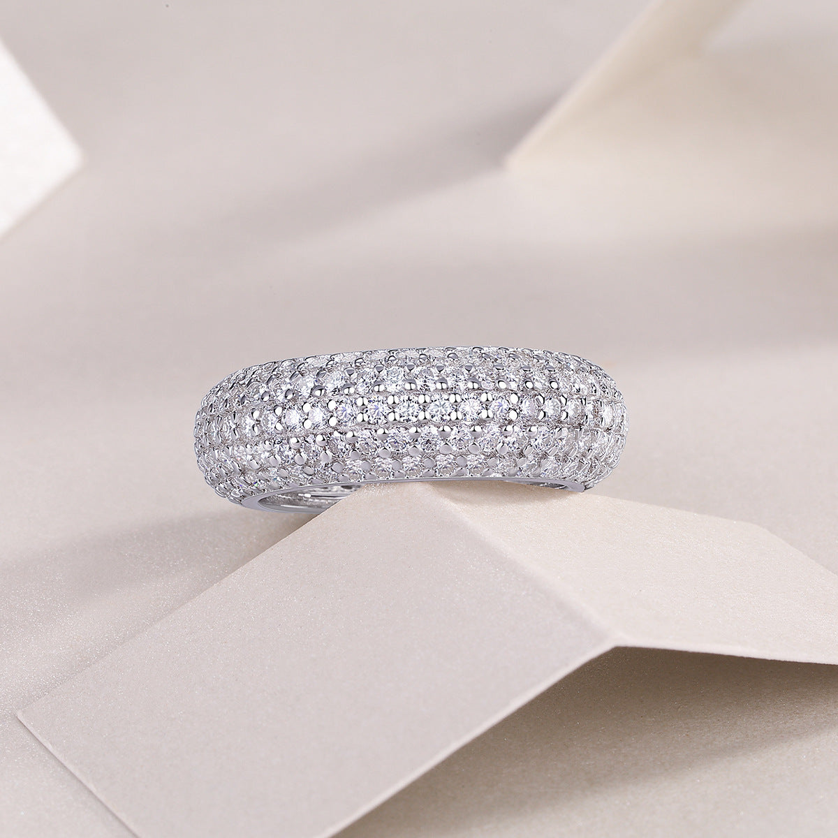 Silver Stream Moissanite Ring