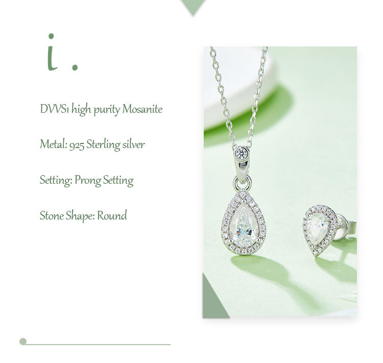 Water droplets Moissanite  Earrings Necklace